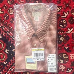 L.L. Bean Men's Brown Check Button Down Shirt